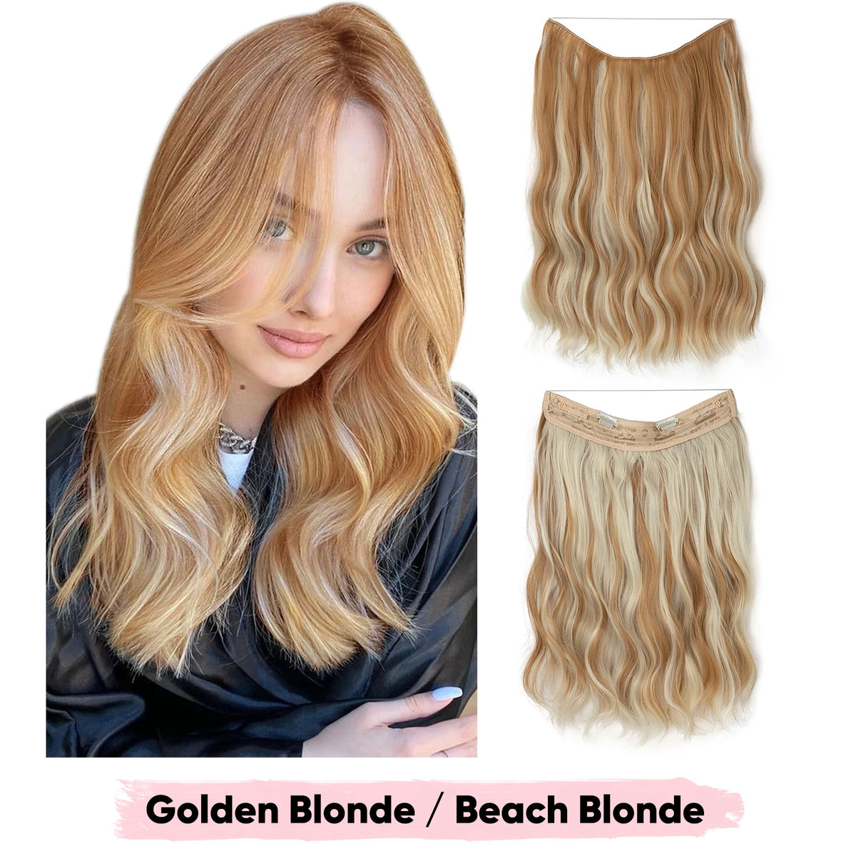 SARLA Synthetic Wave Invisible Wire Clip in Hair Extensions Fish Line With Clips Hairpiece Ombre Fake Hair Piece For Woman