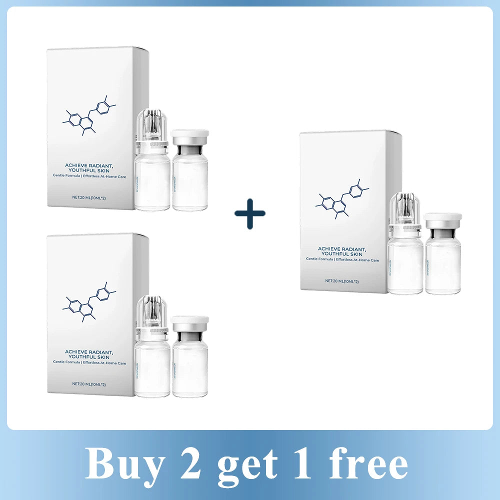 Nano Glow Anti-Aging Serum Kit 2*10ML with Facial Microneedle Roller Hydrating Radiant Youth Skin Home Skin Care