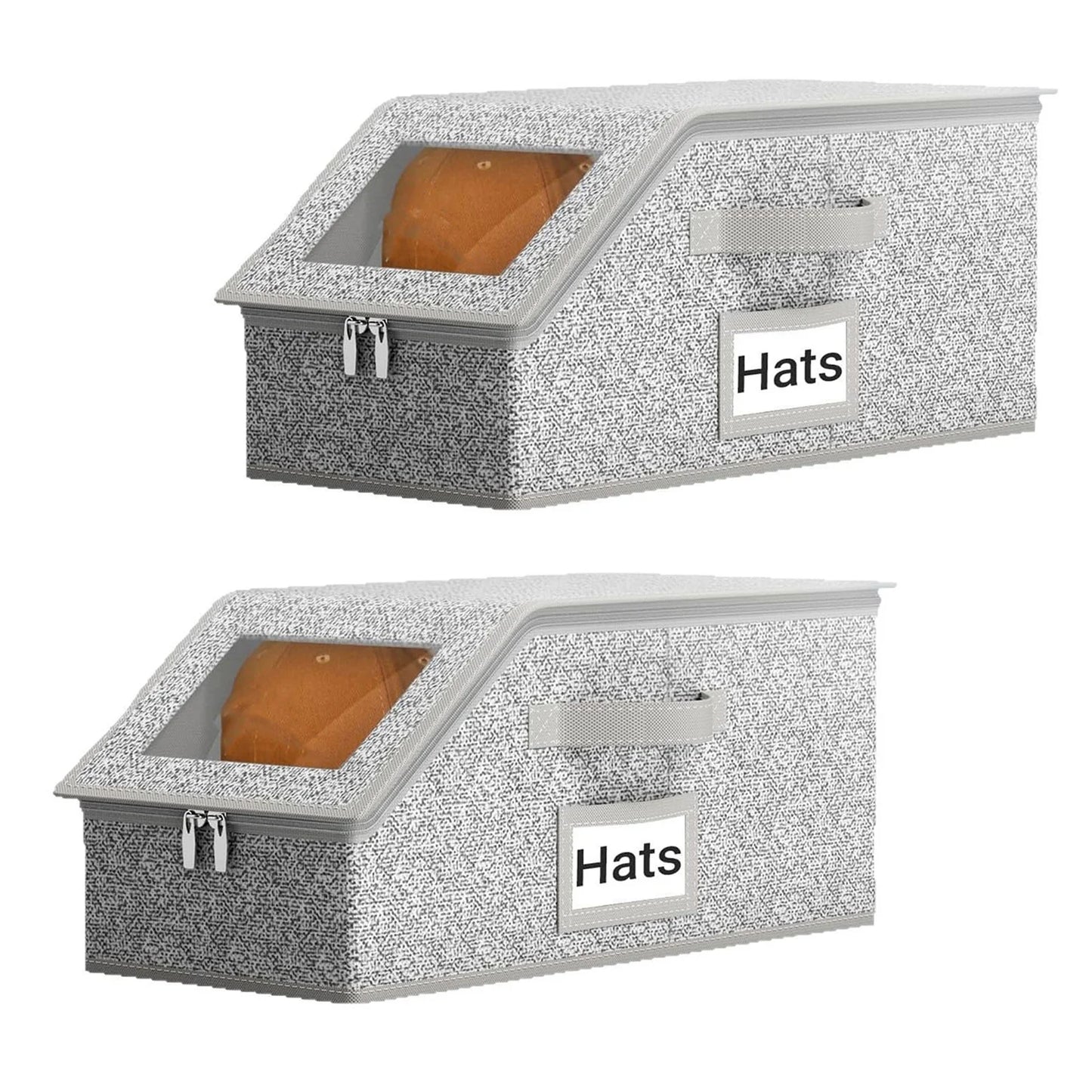 Stackable 13-Hat Storage Box – Clear Window, Zipper Dust-Proof, Foldable Organizer for Caps & Scarves