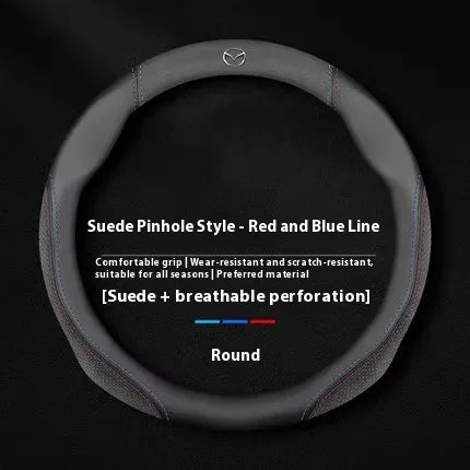 Suede Leather Car Steering Wheel Cover Sports style For Mazda 3 5 6 SKYACTIV Axela Atenza MX5 BT50 CX30 CX5 CX7 CX8 CX9 RX7 RX8
