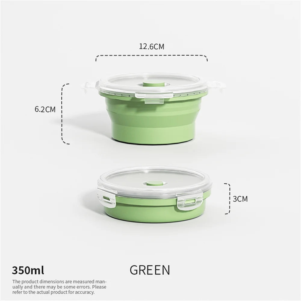 Collapsible Food Storage Container with Lid Portable Silicone Food Container Microwave Freezer Safe Lunch Box