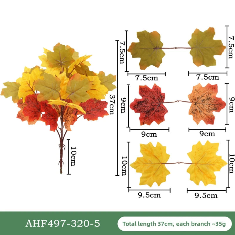 Artificial Maple Leaf Plant Bouquet Simulated Autumn Maple Leaf Garland Fake Fallen Leaves Rattan for Thanksgiving Wedding Decor