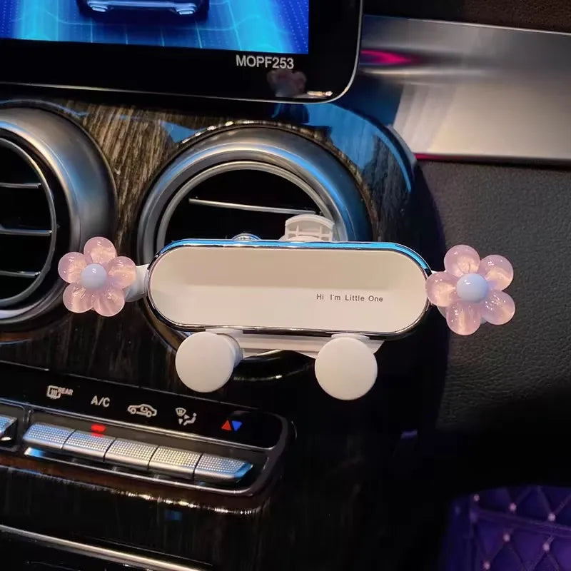 New Crystal Flower Gravity Car Phone Holder Universal Strong Air Vent Clip Mount Adjustable Mobile Cell Stand for Hands-Free