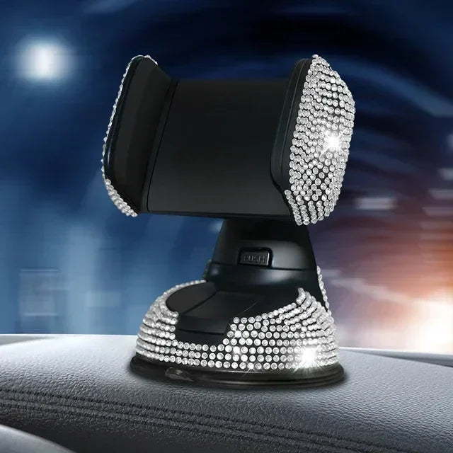 Rhinestone Crystal Car Cell Phone Holder Phone Mount Pink Flexible Table Stand Mount Bling Car Accessories Interior for Woman