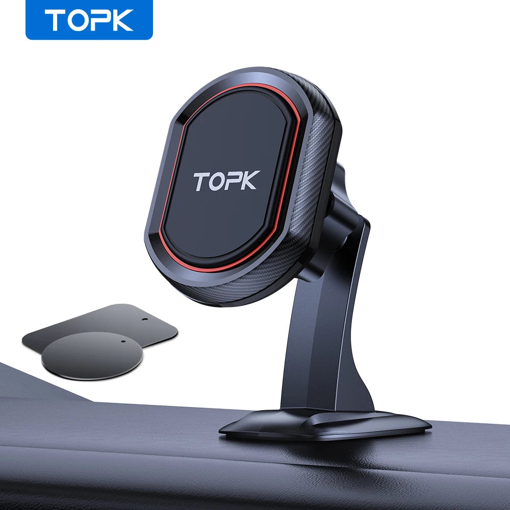 TOPK Car Phone Holder Dashboard Mount [Super Strong Magnet] Magnetic Car Mount Phone Stand For iPhone15 Samsung Car Phone Mount