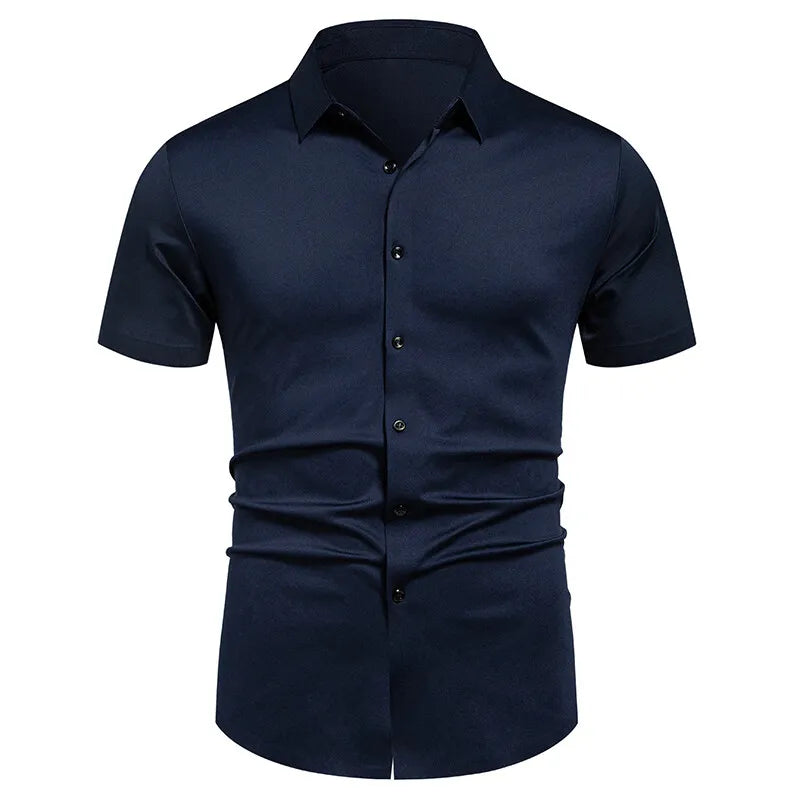 Men's Stretch Shirt Wrinkle Free Dress Shirts Regular Fit Short Sleeve Stretch Business Casual Button Down Shirts