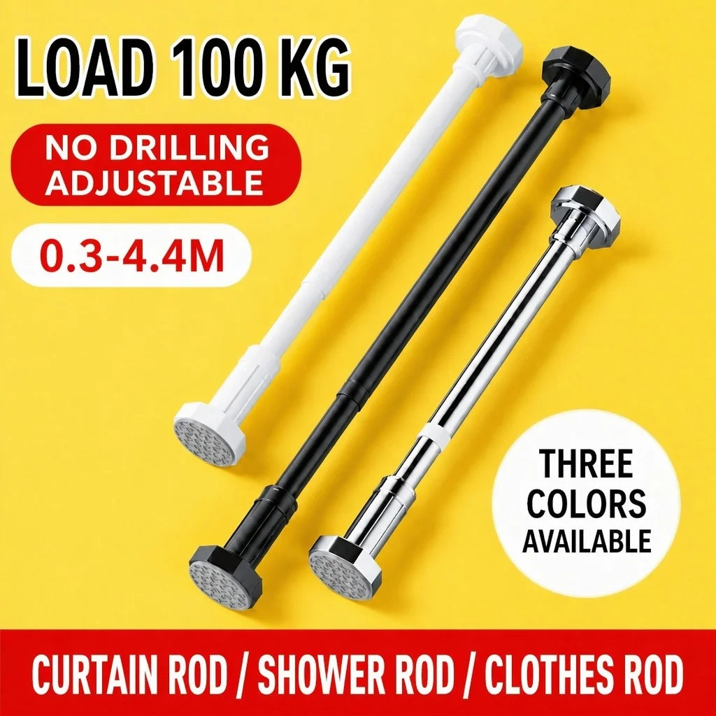 Multifunctional Extendable Rod Adjustable Stainless Steel Curtain Telescopic Pole Household Hanging Rod Bathroom Product 35-80cm