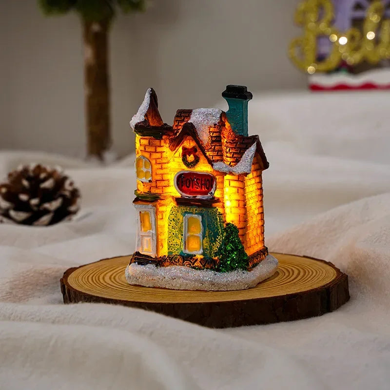 1~6pcs 2026 Christmas Ornaments LED Night Light Luminous Castle Snow House Sculpture Xmas Decoration for Home New Year Navidad
