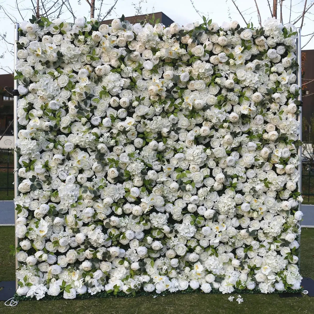 5D White Rose Cloth Flower Wall Artificail Fabric Roll Up Hydrangea Floral Wall Wedding Backdrop Decor Hang Curtain Photo Props