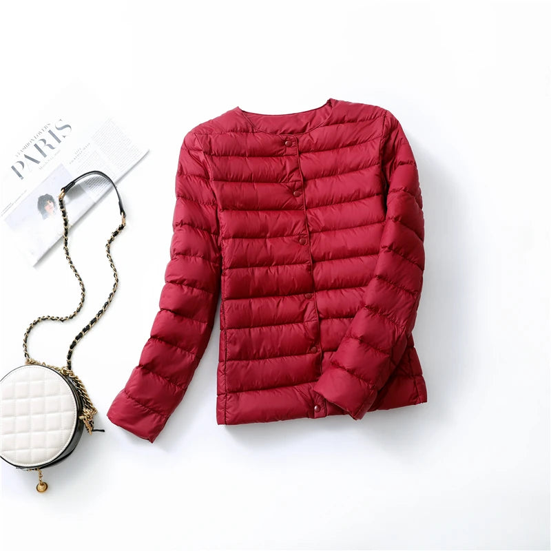 2023 New Arrivals Autumn Winter Warm Women White Duck Down Slim Jackets Female Fashion Ultra Lightweight Packable Puffer Coats