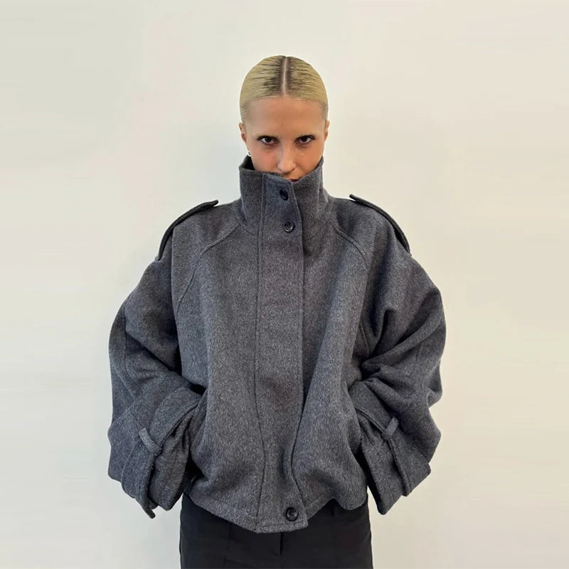new Faux Fur Jackets Women Loose High Neck Long Sleeves Zipper Coats Female 2026 Autumn Winter Chic Fashion Solid Warm Outwears