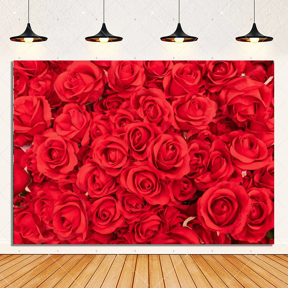 Rose Pink Floral Photography Backdrop Supplies Flower Wall Wedding Birthday Party Decorations Bridal Marriage Background Banner