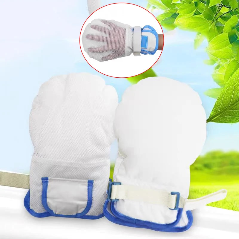 1Pair Double Security Mitts Breathable Comfort Medical Safety Mitts Glove for Patients Caregivers