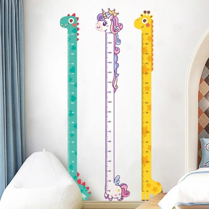 Children Growth Height Ruler Sticker To Measure And Record Kids Height With Unicorn Dinosaur Giraffe Cartoon Nursery Decor