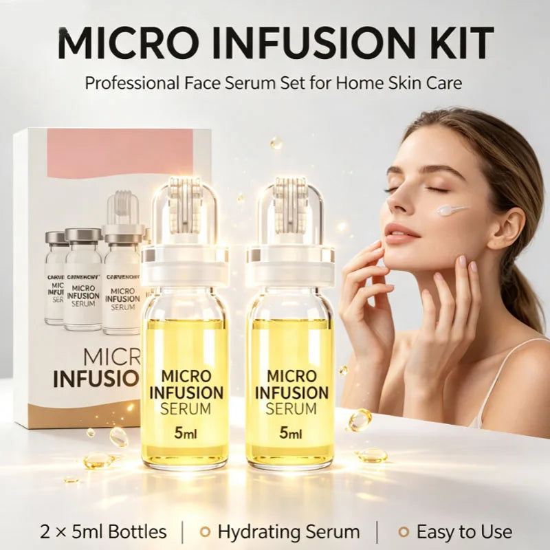 Micro Infusion Serum 5ml × 2 Bottles Hyaluronic Acid Niacinamide Glycerin Vitamin E Essence Set for Daily Skin Care