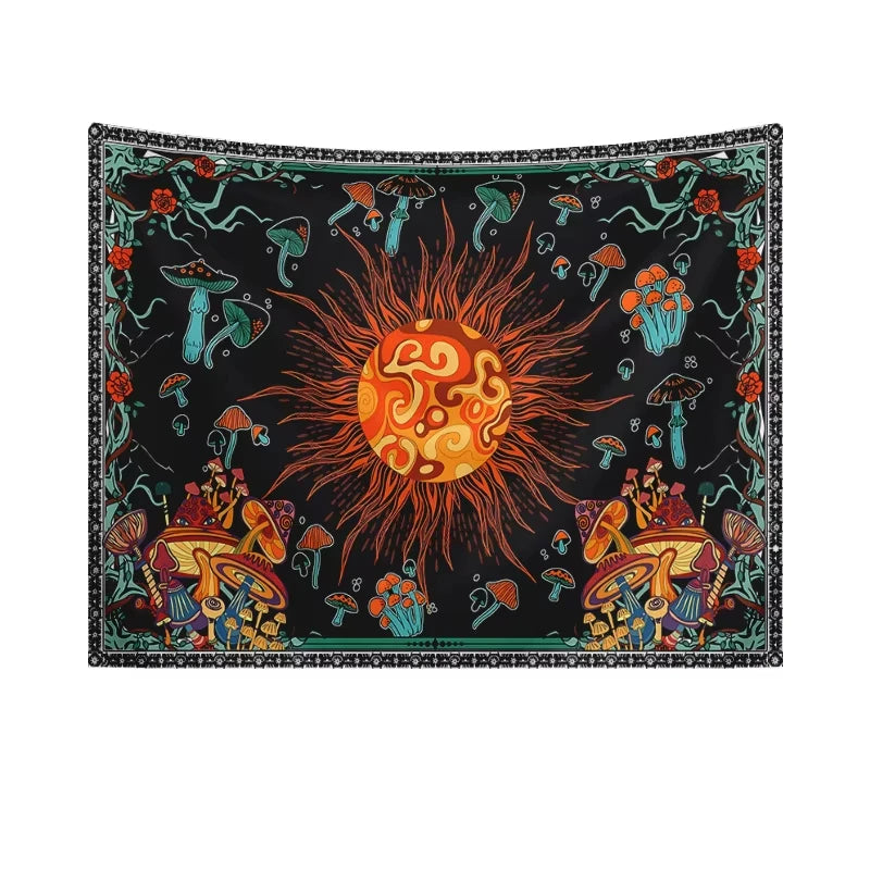 VIKAMA Star and Moon Embroidered Tapestry Constellation Boho Living Room Bedroom Meditation Room Decoration