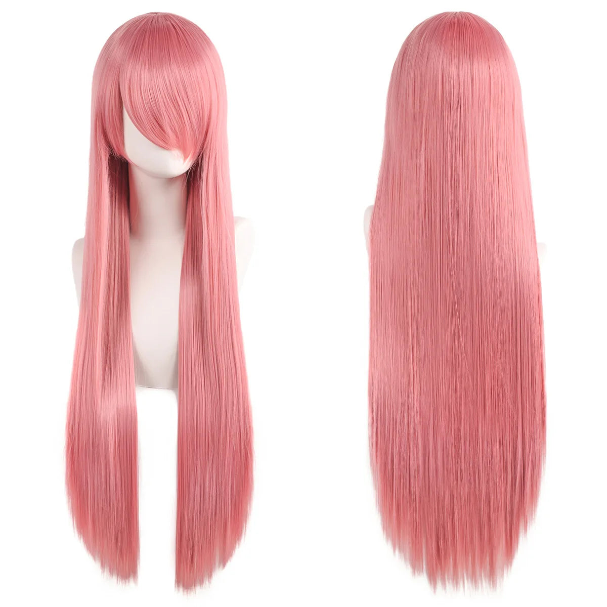 80cm Long Synthetic White Purple Cosplay Wigs Green Hair Straight Silver Wig Pink Hairpiece Lolita Wig with Bangs