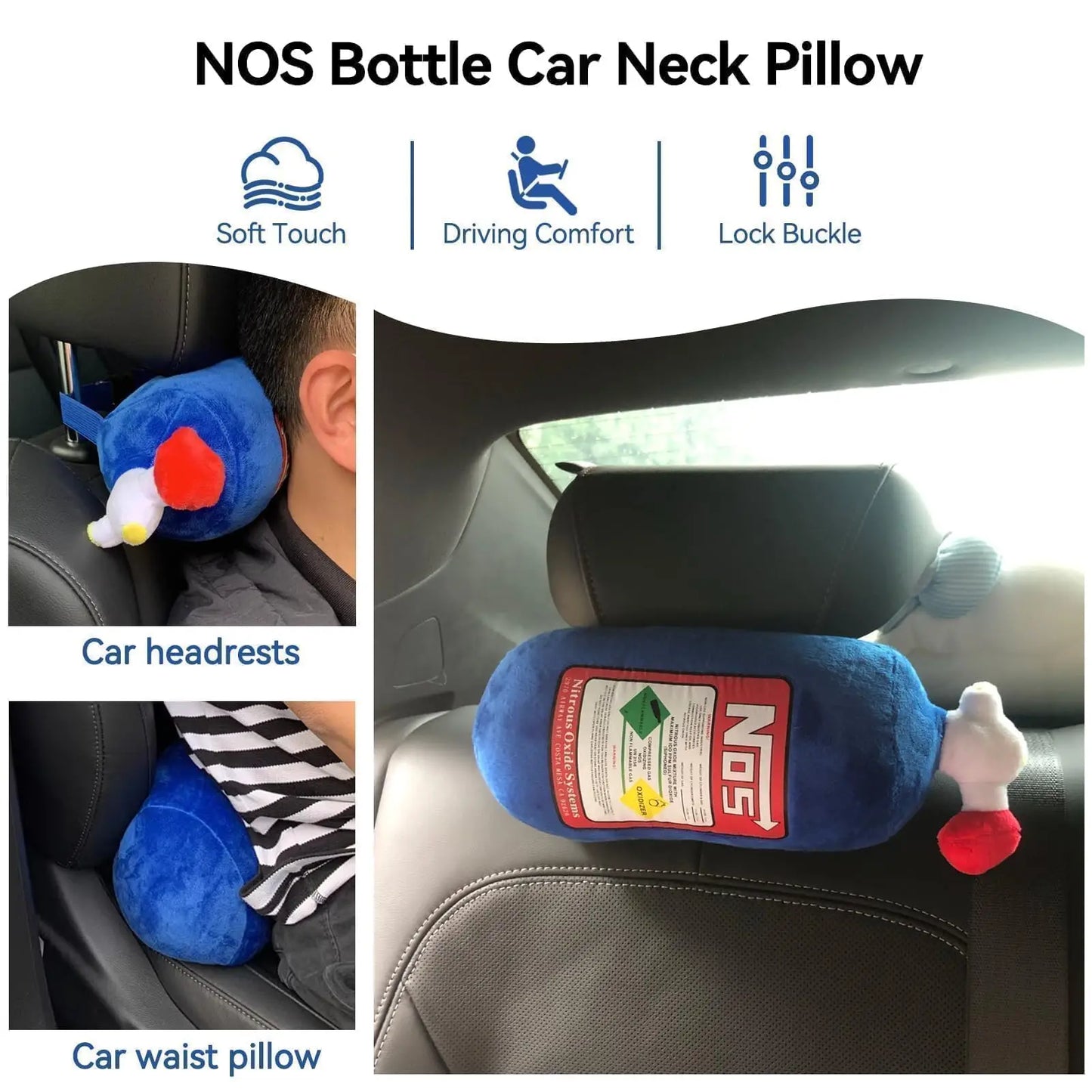 Car Seat Creative Headrest Neck Plush Pillows Car Nitrogen Cylinder Shape Neck Pillow Seat Cushion Waist Pillow Car Accessories