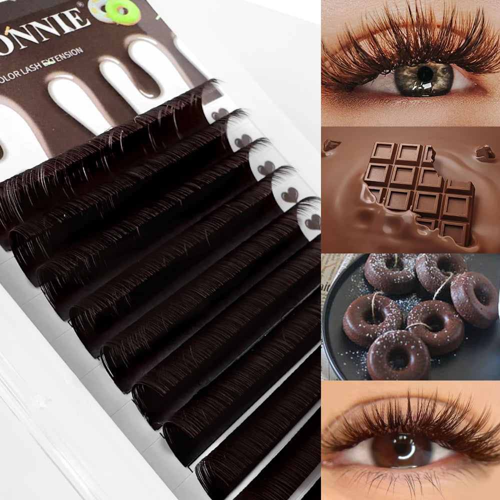 Abonnie M curl Brown Classic Lashes Extensions Chocolate Colored Eyelashes Fluffy Lashes