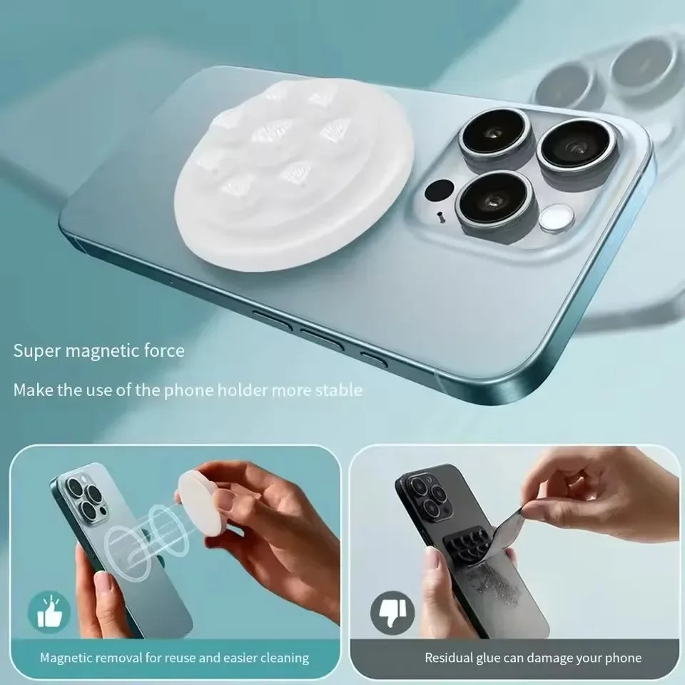 Magnetic Silicone Suction Cup Phone Mount Mini Sticker Bracket Universal Mobile Phones Stand Hands-Free Mirror Cellphone Holder