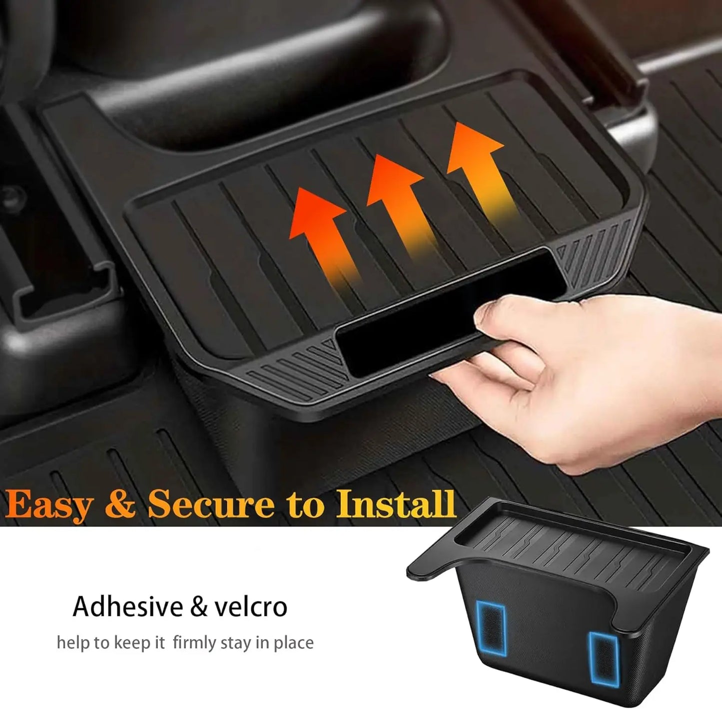 Rear Seat Storage Box for Tesla Model Y 2021 2022 2023 2024 Organizer Center Console Bins Backseat Trash Can Garbage Accessories