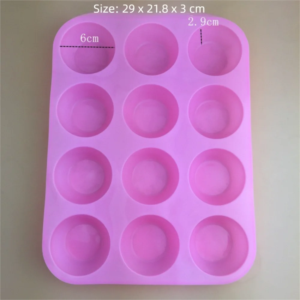 12 Holes Cupcakes Mold Non Stick Silicone Baking Mold Soap Chocolate Muffin Baking Pan DIY Baking Tools