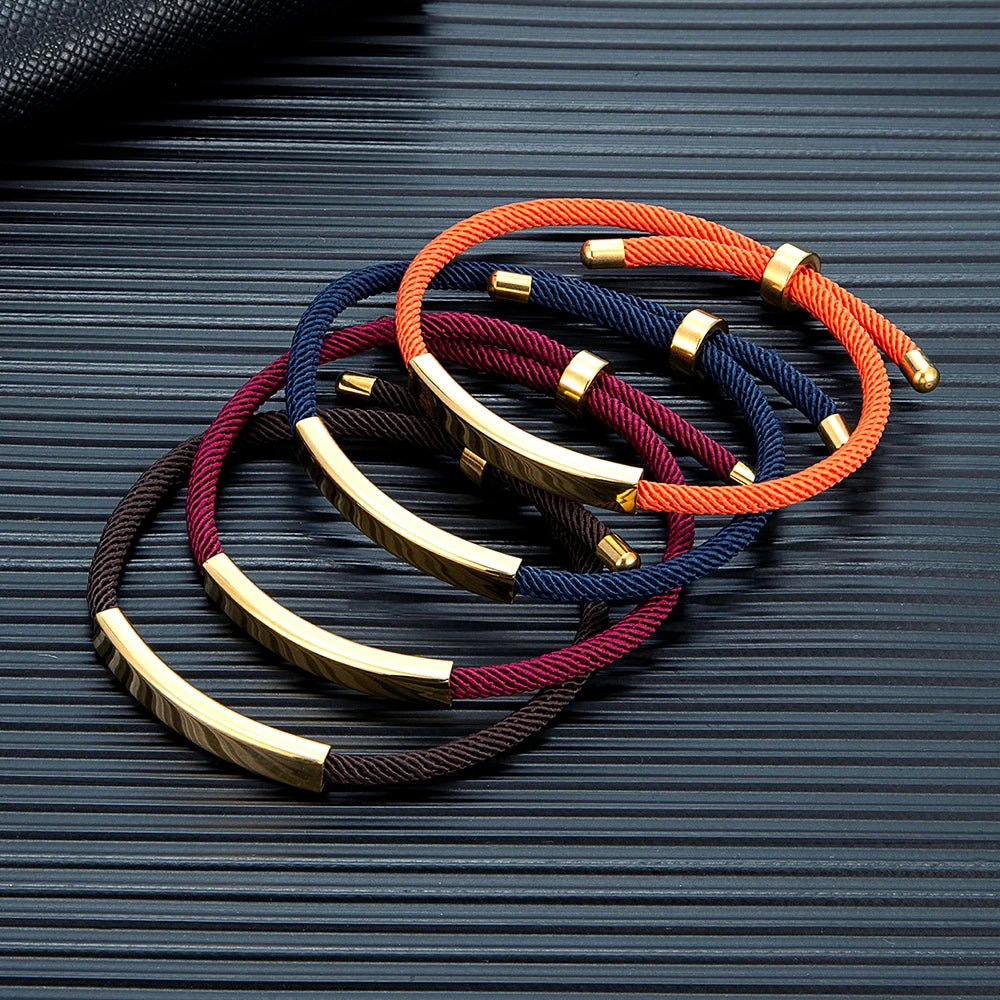 MKENDN Punk SOS Custom logo Name Engrave Text Rope Bracelet customize Stainless Steel Bracelets For Women Men ID Bracelet