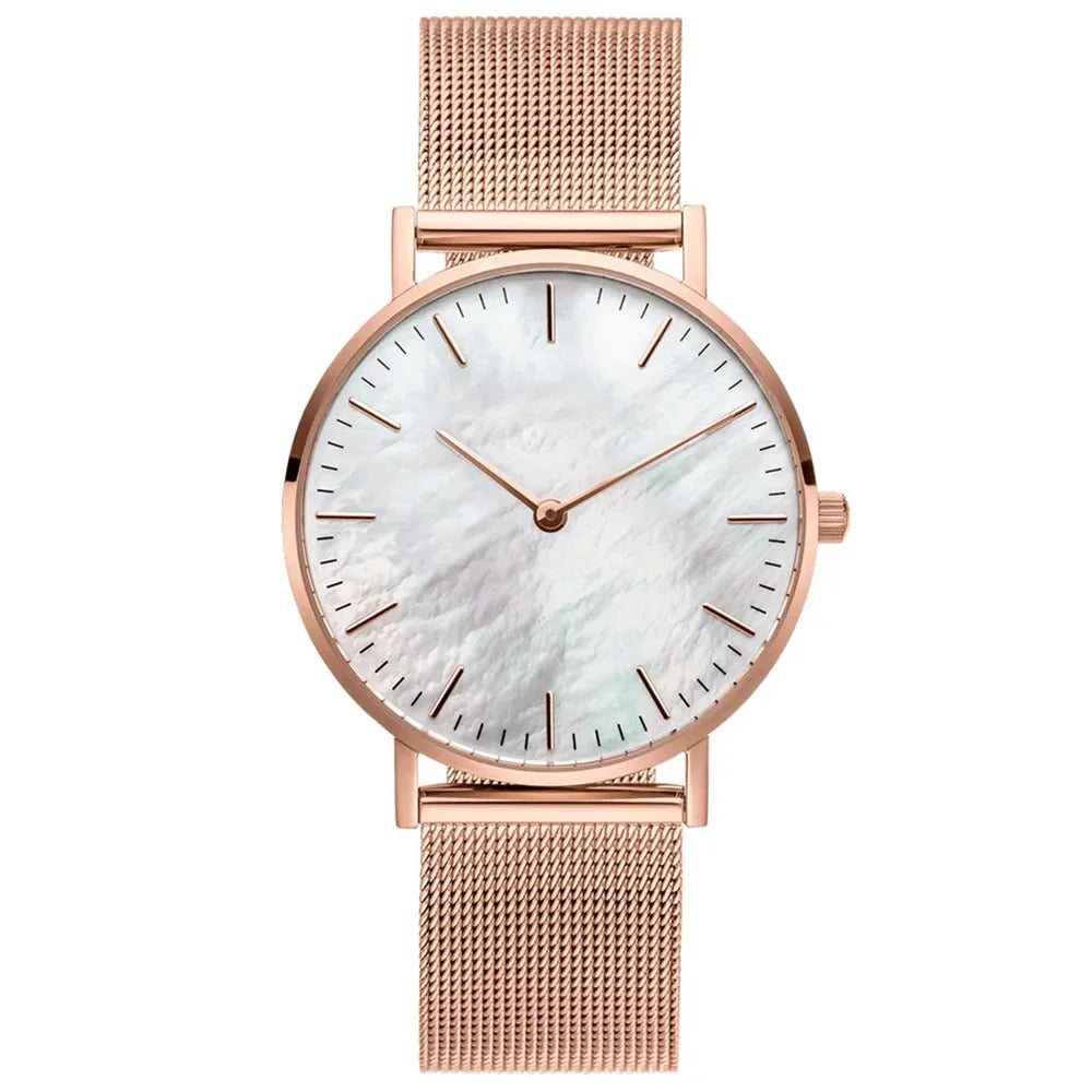 Luxury Brand Watches for Women Fashion Metal Mesh Band Analog Quartz Wristwatch Simple Elegant Ladies Clock Gift Zegarek Damski