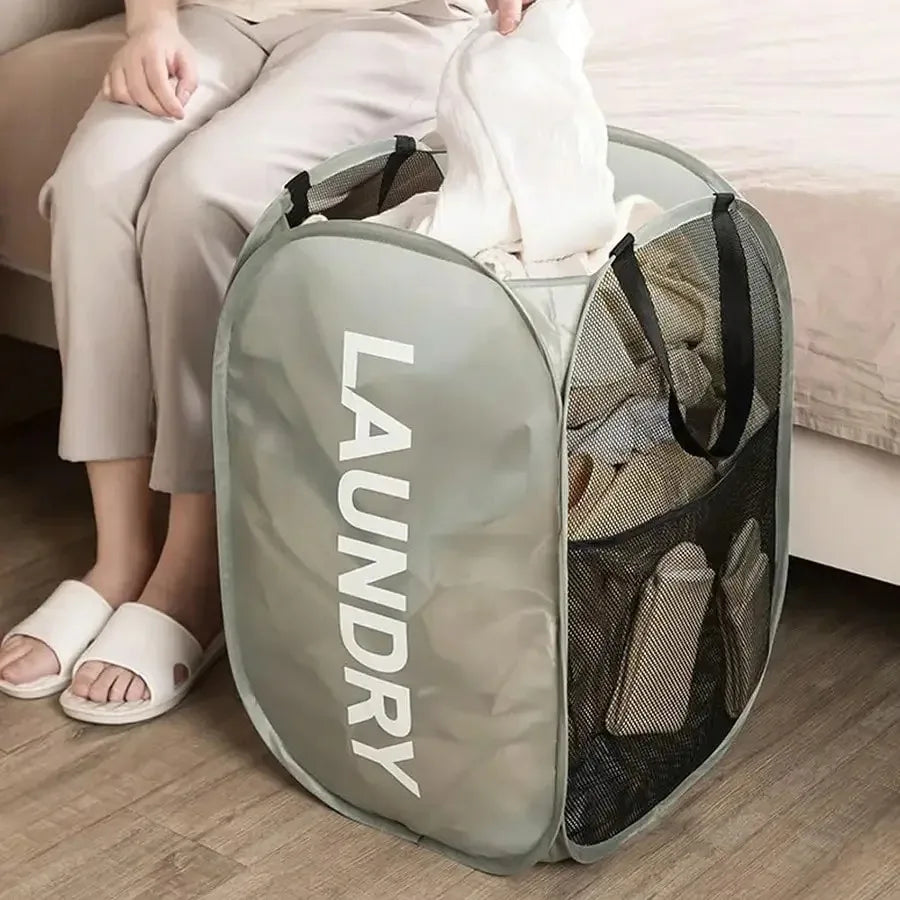 Foldable Mesh Laundry Storage Basket