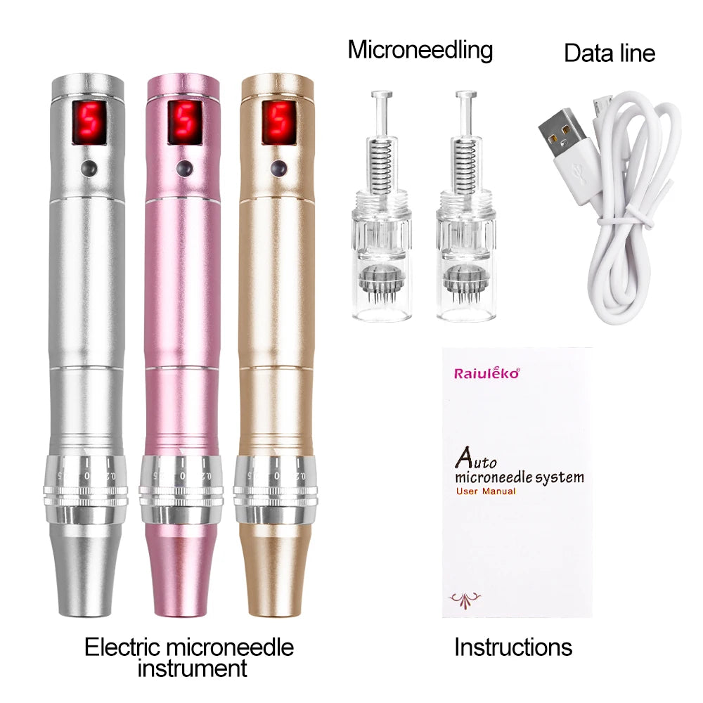 Multi-function Microneedling Derma Pen Wireless Electric Skin Care Beauty Tools Kit Cartridges Needles Nano Micro Needle Device