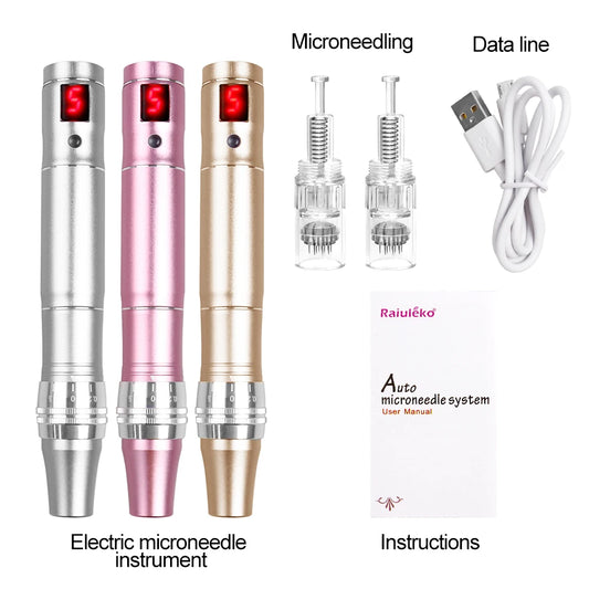 Multi-function Microneedling Derma Pen Wireless Electric Skin Care Beauty Tools Kit Cartridges Needles Nano Micro Needle Device