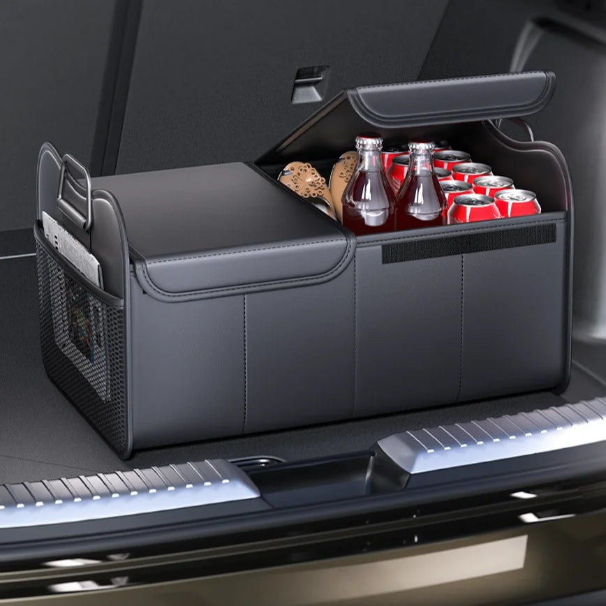 Foldable PU Car Trunk Storage Box Multifunctional Vehicle Organizer Box Portable Car Rear Trunk Sundries Storage Container