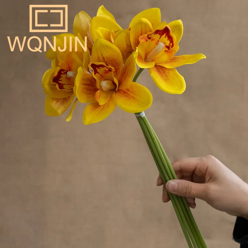 NEW 6pcs/lot Autumn Butterfly Orchid Vases for Home Decor Wedding Decorative Plants Christmas Gifts Artificial Flowers