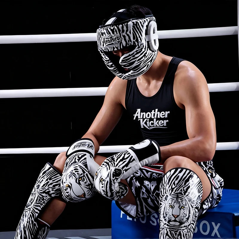 4-16OZ Boxing Sparring Gloves White Tiger Zebra Martial Arts MMA Gloves Wrist Support Sparring Fitness Kickboxing Punch Gloves