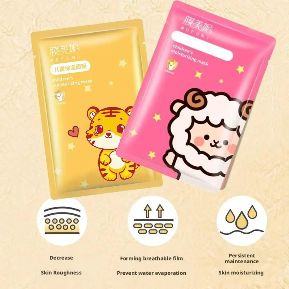 1/5PCS Children's Fruit Cartoon Mask Hydrating Moisturizing Gentle Nourishing Cartoon Animal Face Mask Stickers For Kids