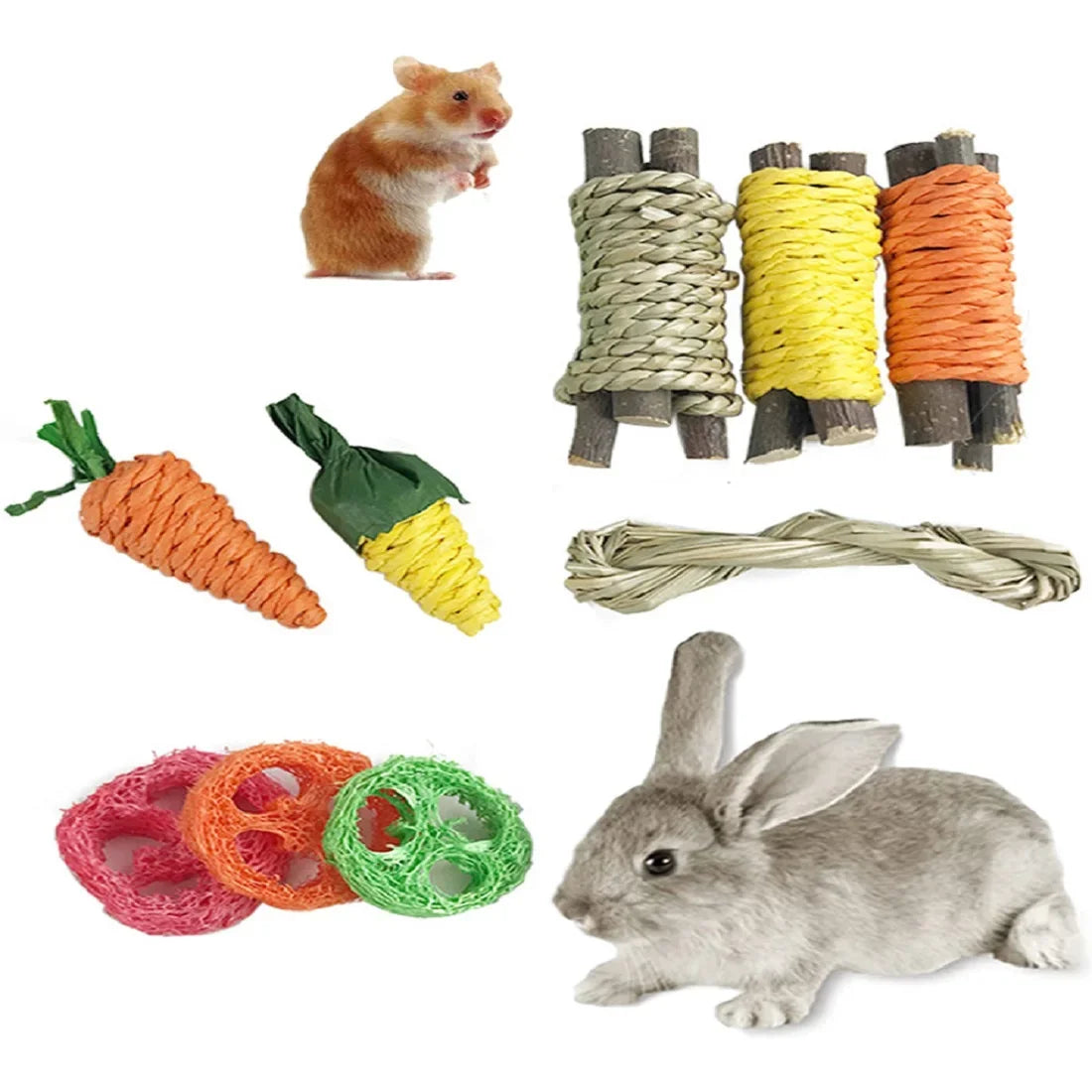 Pet Rabbit Guinea Pig Dragon Cat Fun Toy Hamster Rabbit Tooth Grinding Set Pet Tooth Grinding Snacks
