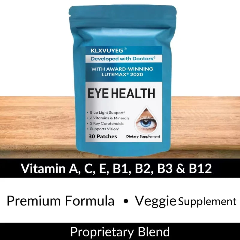 Eye Health Supplement, Lutein and Zeaxanthin, Vision Health, Eye Strain Support - 30 Transdermal Patches, W/VitaminsB12, Zinc