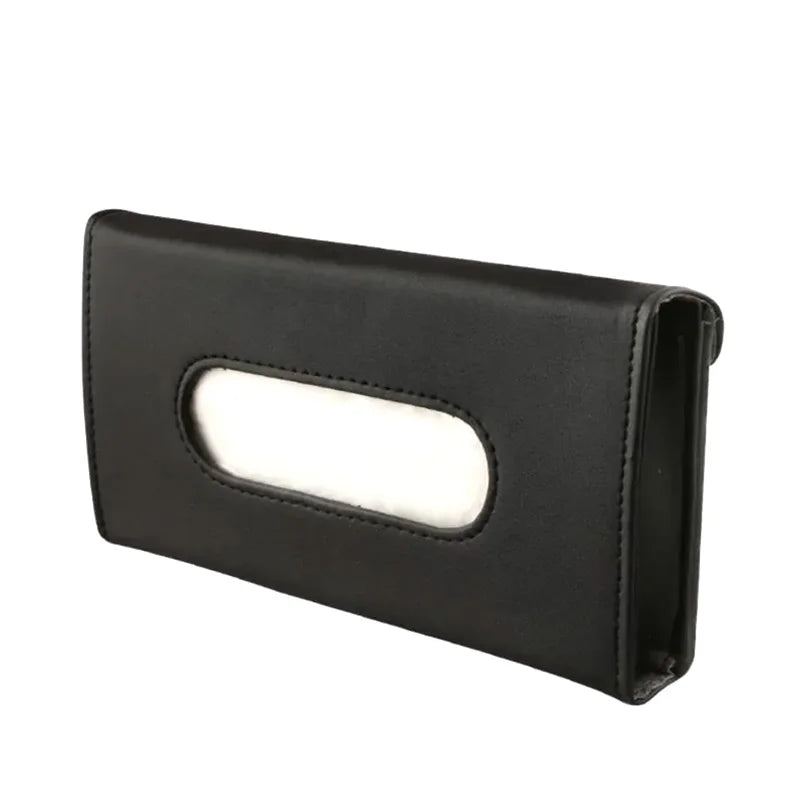 Space-Saving Car Sun Visor Tissue Pouch, Durable PU Leather Hanging Napkin Container for Auto Interior Decoration