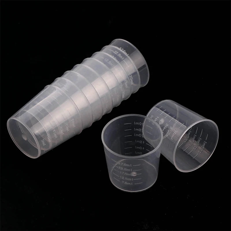 20pcs 30ml Plastic Graduated Measuring Cup Liquid Container Epoxy Resin Silicone Making Tool Transparent Mixing Cup DIY Tool