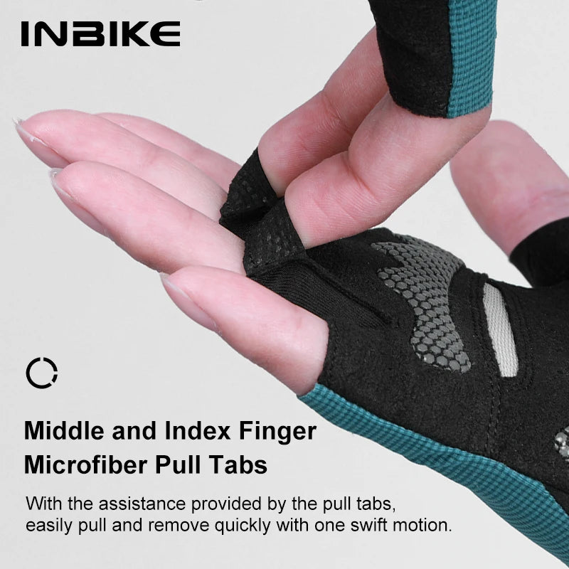 INBIKE Half Finger MTB Cycling Gloves Summer Bicycle Gloves for Men Riding SBR Palm Padded Mountain Road Bike Gloves Accessories