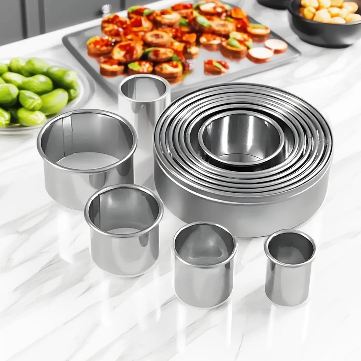 11/12PCS Cookie Cutter Set, Stainless Steel Rolled Edge, Round Baking Molds, For Fondant Pastry Donut Mousse, Home Kitchen Tools