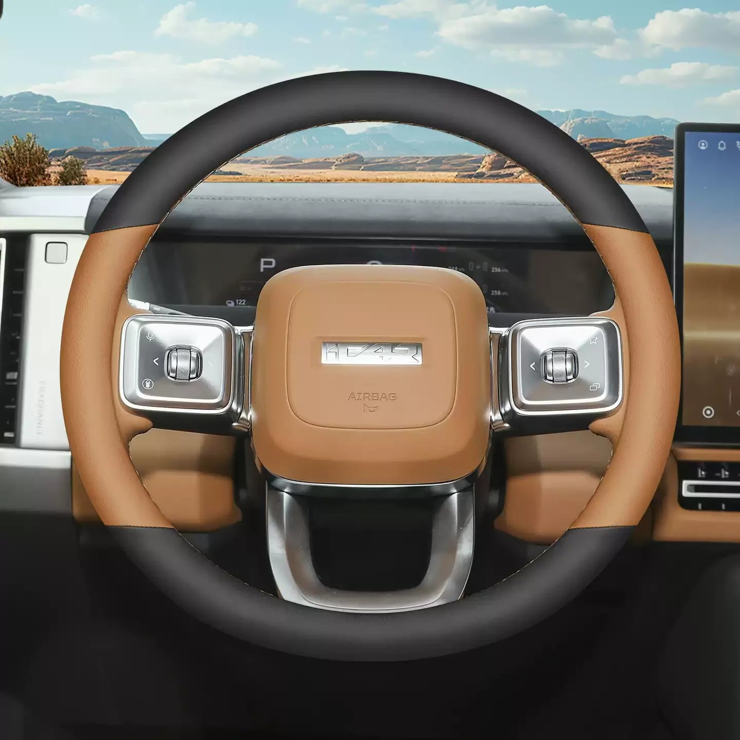 High Leather Braid on Car Steering Wheel Cover Wrap for Chery iCAR V27 ,anti-slip Wear-resistant Auto Decoration Accessories