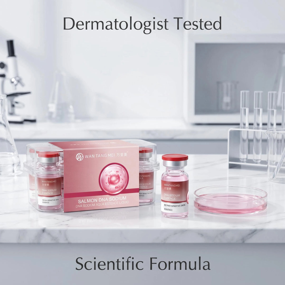Salmon DNA Sodium Anti-Wrinkle Serum Ampoule Collagen Essence Facial Moisturizer Whitening Firming Skin Care for Fine Lines Fade