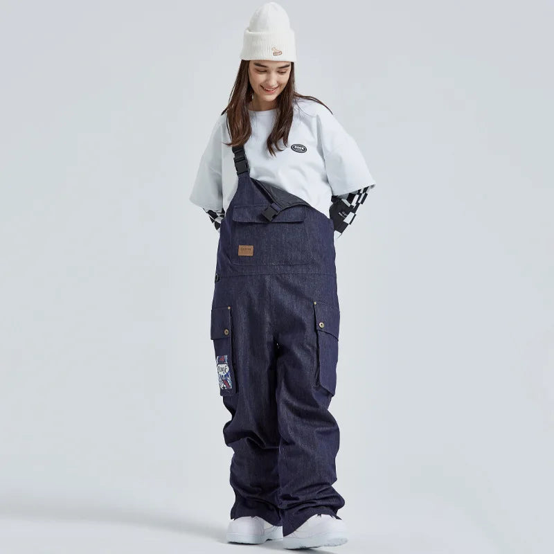 MUTUSNOW 2025 New Winter Warm Waterproof Couple Ski Strap Pants Outdoor Men's And Women's Breathable Ski Snowboarding Trousers