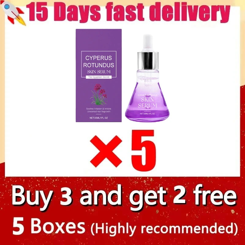 2026New Cyperus Rotundus Hair Growth Inhibitor Serum Natural Soothing Moisturizing Shrink Pores Body Hair Removal Essence Liquid