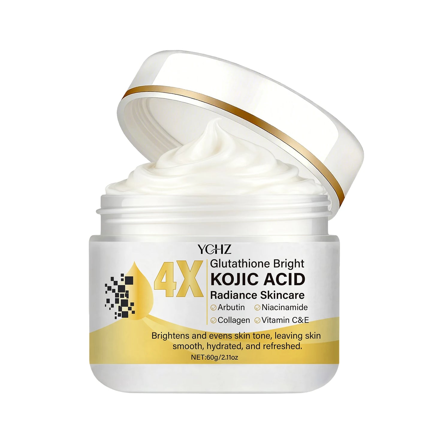 Kojic Acid Cream, Evens Out Skin Tone, Eliminates Dark Spots and Dullness - Non-Greasy, Suitable for Both Men and Women - Whitening and Moisturizing Cream, for Day and Night Use - 60g
