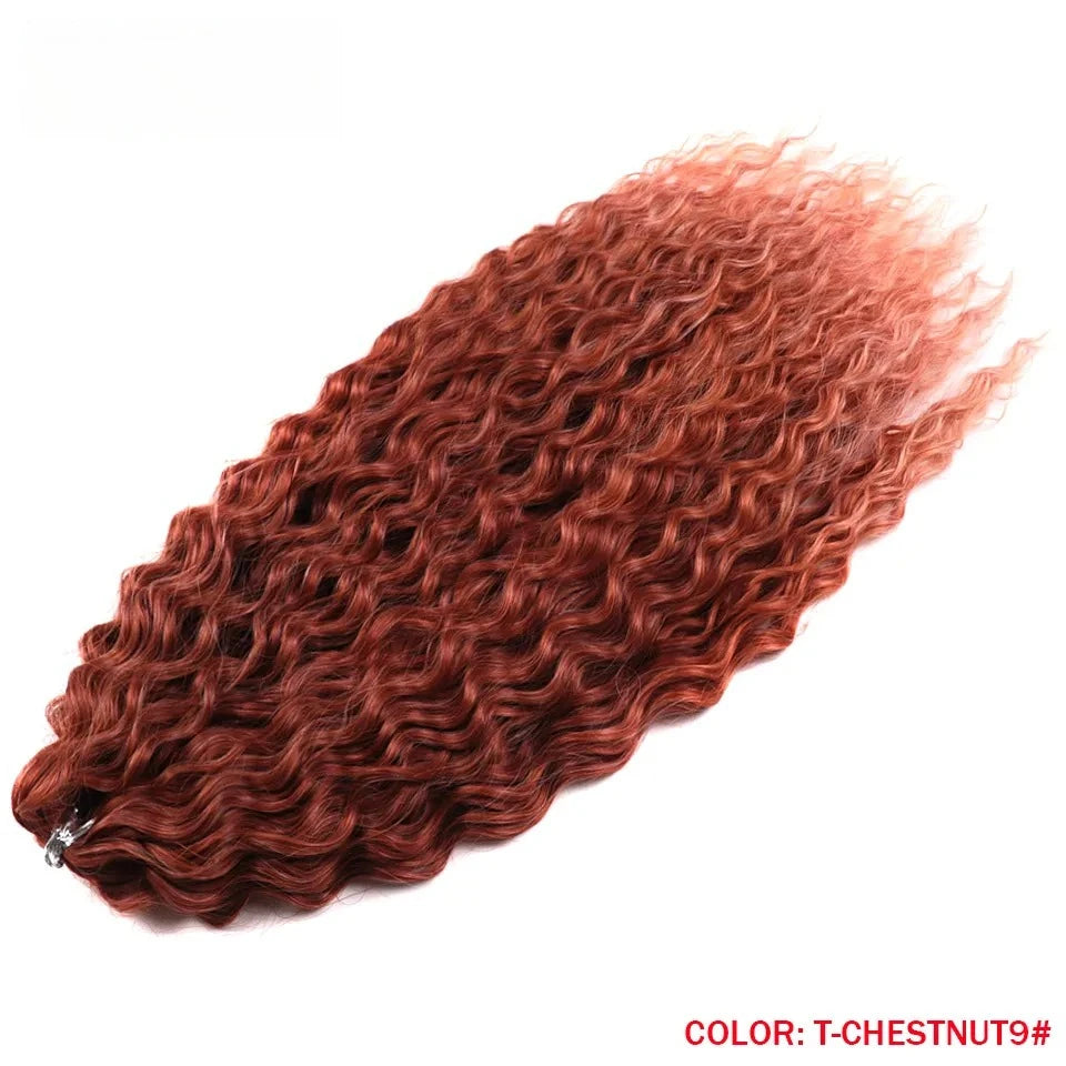 LOVE ME 22 Inch 300g/3pcs Ariel Curl Hair Water Wave Twist Crochet Hair Synthetic Ombre Rainbow Color Braiding Hair Extensions