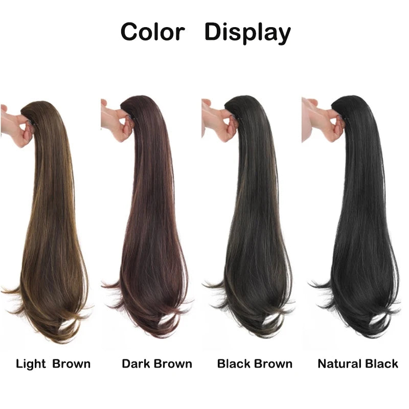20Inch Synthetic Long Straight Grab Clip In Ponytail Hair Extensions Hairpiece For Women Hair Accessories