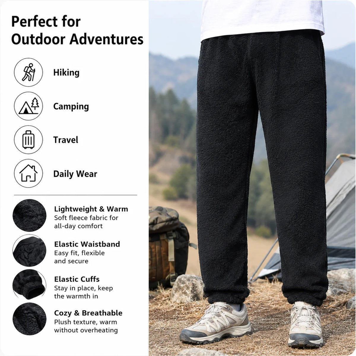 Yamaci Primaloft Evolve Fleece Pants Ultralight Fleece Winter Warm Trouser Thermal Base Layer Hiking Outdoor Camping Casual Pant