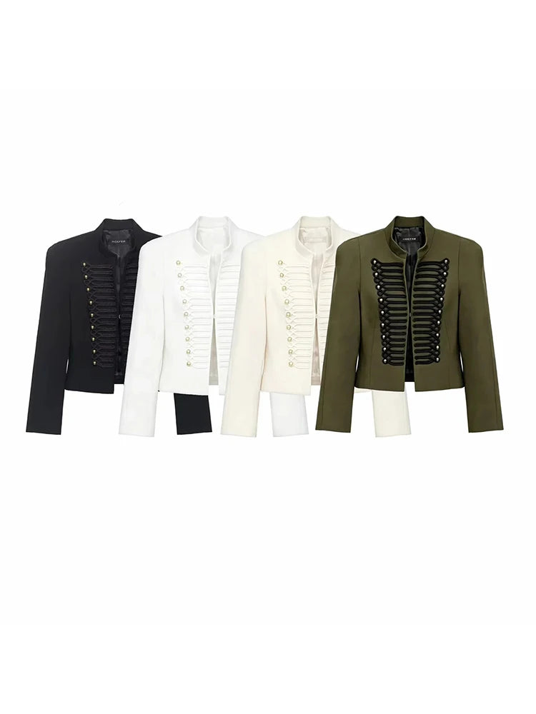 Women Vintage Slim Jacket Spring Women Trends Elegant Napoleon Jackets Ladies High Street Chic Shoulder Padded Blazer